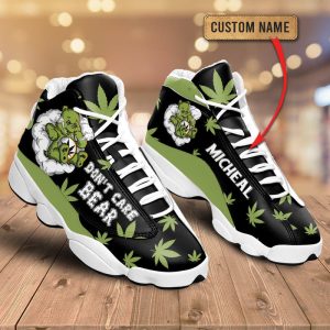 Weed Green Bear Don'T Care Custom Name Air Jordan 13 Shoes