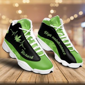 Weed High Maintenance Black And Green Custom Name Air Jordan 13 Shoes 1