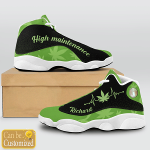 Weed High Maintenance Black And Green Custom Name Air Jordan 13 Shoes 2