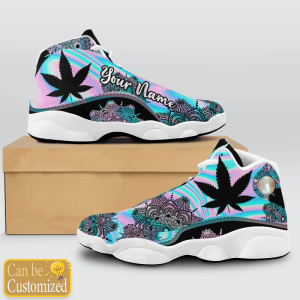 Weed Hologram Mandala Custom Name Air Jordan 13 Shoes 2