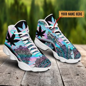 Weed Hologram Mandala Custom Name Air Jordan 13 Shoes