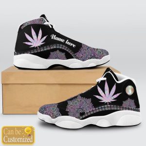 Weed Mandala Purple Custom Name Air Jordan 13 Shoes 2