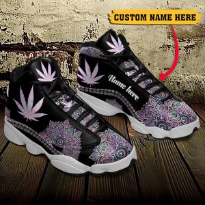 Weed Mandala Purple Custom Name Air Jordan 13 Shoes