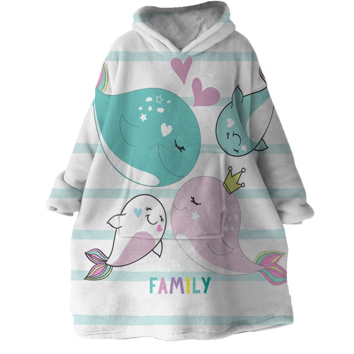 Whale Family Hoodie Wearable Blanket WB1058 1