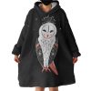 White Red Female Owl Hoodie Wearable Blanket WB0576