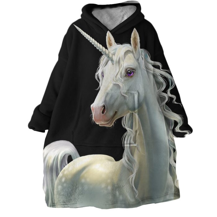 White Unicorn Hoodie Wearable Blanket WB2124 1