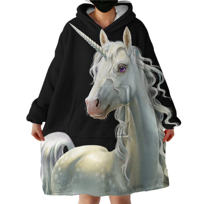 White Unicorn Hoodie Wearable Blanket WB2124