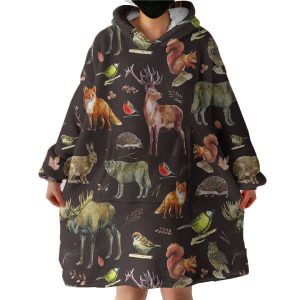 Wild Animals Hoodie Wearable Blanket WB1014
