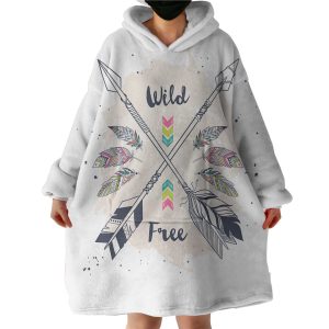 Wild & Free Pink Feather & Arrows Hoodie Wearable Blanket WB0976
