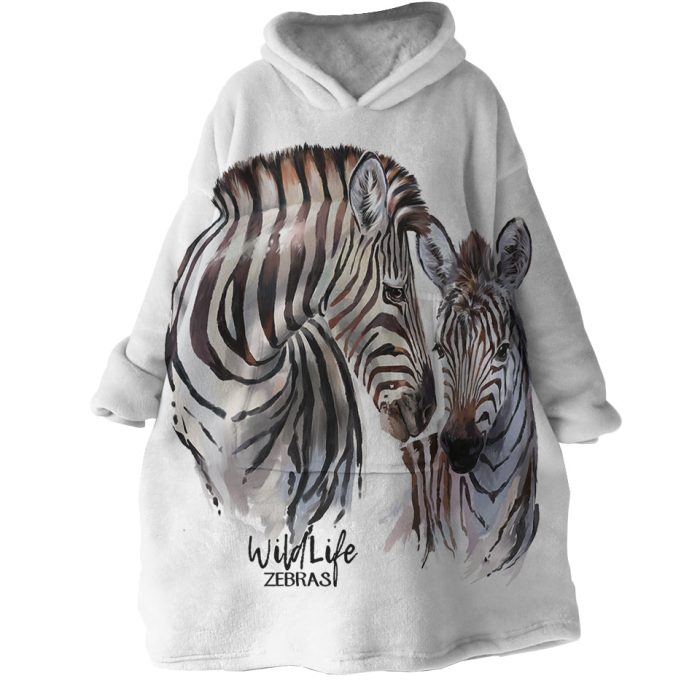 Wild Life Zebra Hoodie Wearable Blanket WB1176 1