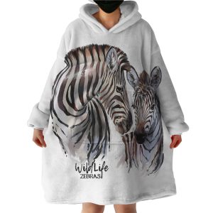 Wild Life Zebra Hoodie Wearable Blanket WB1176