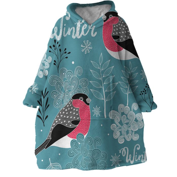 Winter Birds Hoodie Wearable Blanket WB0918 1