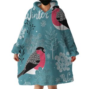 Winter Birds Hoodie Wearable Blanket WB0918