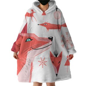 Winter Funny Shapes of Fox Hoodie Wearable Blanket WB0958