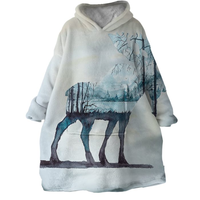 Winter Moose Hoodie Wearable Blanket WB2052 1