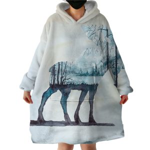 Winter Moose Hoodie Wearable Blanket WB2052