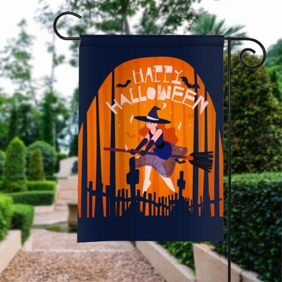 Witch Broom Halloween Personalized Garden Flag House Flag Double Sided Home Design Outdoor Porch