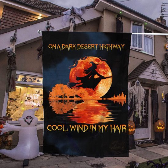 Witch On A Dark Desert Highways Halloween Personalized Garden Flag House Flag Double Sided Home Design Outdoor Porch