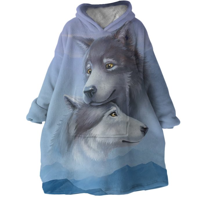 Wolf Couple Hoodie Wearable Blanket WB1445 1