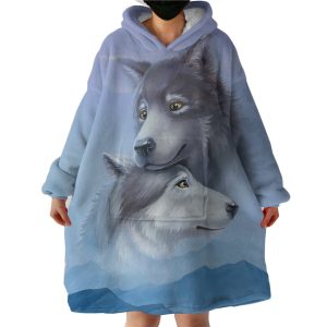 Wolf Couple Hoodie Wearable Blanket WB1445