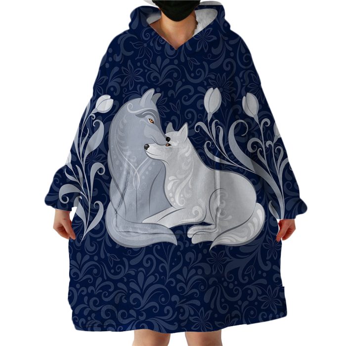 Wolf Couple Hoodie Wearable Blanket WB2110