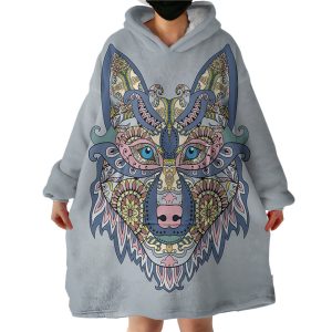 Wolf Face Hoodie Wearable Blanket WB0407