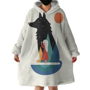 Wolf With The Girl Hoodie Wearable Blanket WB0734