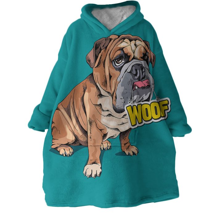 Woof Pug Hoodie Wearable Blanket WB1205 1