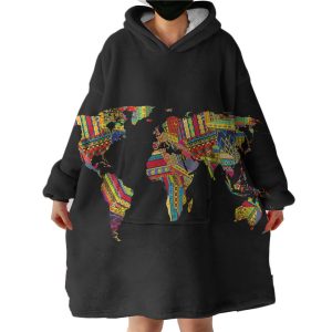 World Map Hoodie Wearable Blanket WB0781