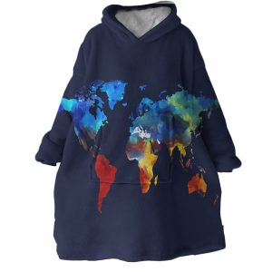 World Map Hoodie Wearable Blanket WB1484 1