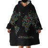 World Map Hoodie Wearable Blanket WB1612