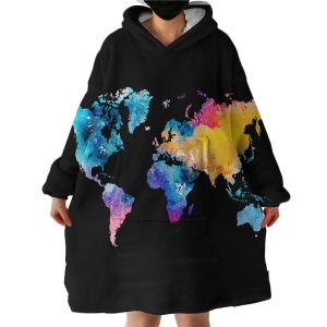 World Map Hoodie Wearable Blanket WB1879