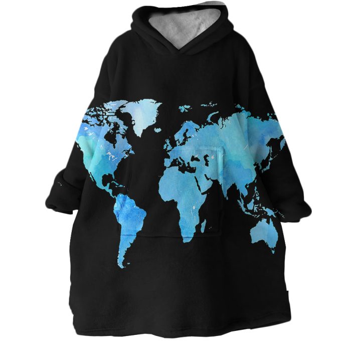 World Map Hoodie Wearable Blanket WB1915 1