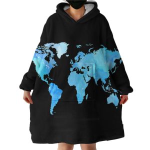 World Map Hoodie Wearable Blanket WB1915
