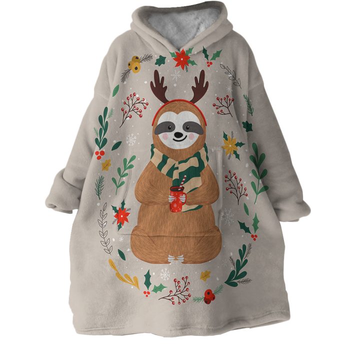 Xmas Sloth Hoodie Wearable Blanket WB1353 1