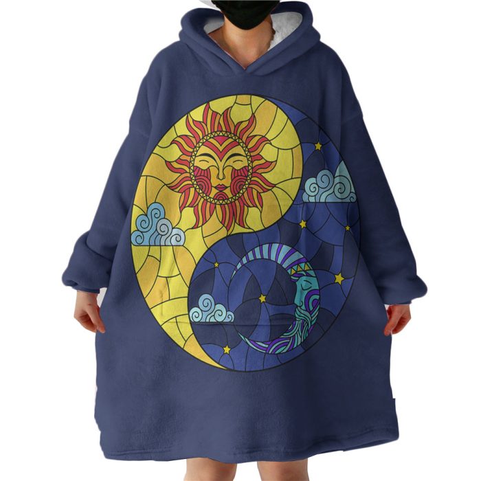 Yin Yang Sun & Moon Geometric Hoodie Wearable Blanket WB0530