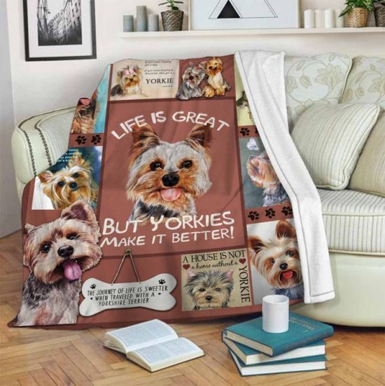 Yorkies Blanket Sherpa Blanket Fleece Blanket Birthday Gift For Dog Lover Dog Blanket 1