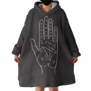 Zodiac Sign On Hand Black Theme Hoodie Wearable Blanket WB0149