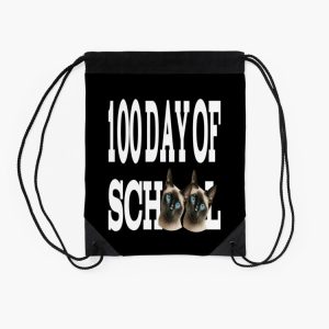 100 Day Of School Cats 100 Day Of School Siamese Cat 100 Day Of School Drawstring Bag DSB1212 2