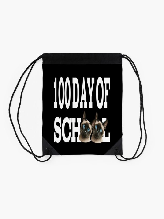 100 Day Of School Cats 100 Day Of School Siamese Cat 100 Day Of School Drawstring Bag DSB1212 2