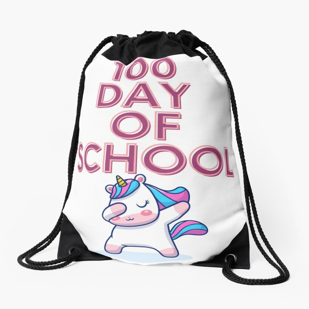 100 Day Of School Unicorn Dab Drawstring Bag DSB817