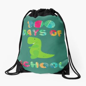 100 Days Of School 100 Day Of School Dinosaur Drawstring Bag DSB1189