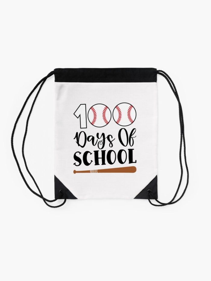 100 Days Of School Baseball 100Th Days Teacher Kids Drawstring Bag DSB1214 2