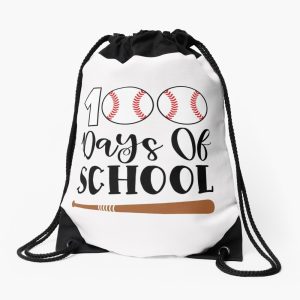 100 Days Of School Baseball 100Th Days Teacher Kids Drawstring Bag DSB1214