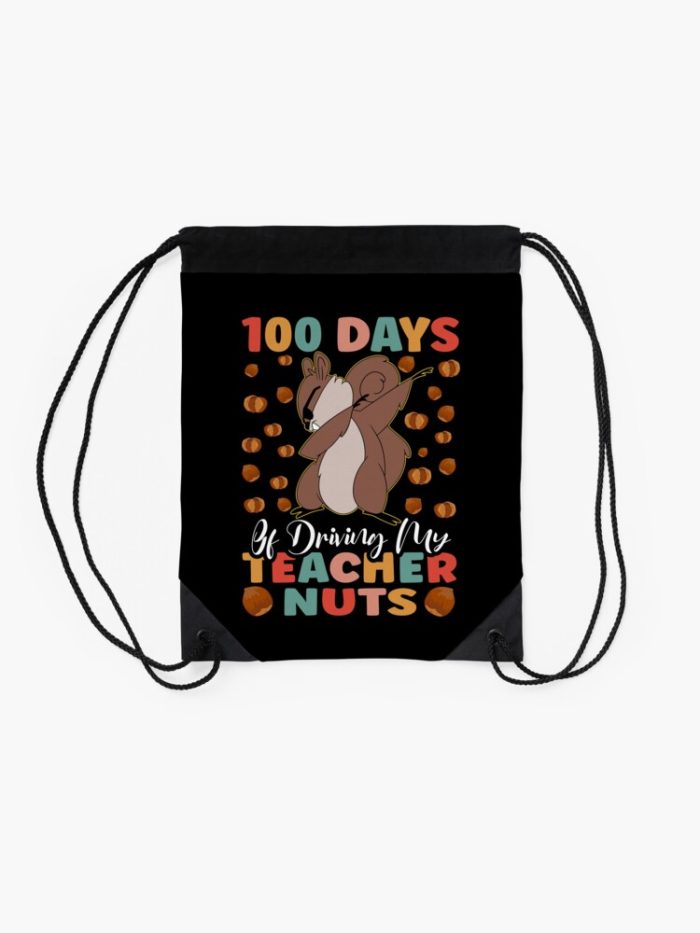 100 Days Of School Happy 100Th Day Of School Funny Teacher 100Th Day Of School Gift Boys Kids Drawstring Bag DSB1480 2