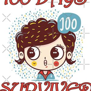 100 Days Os School Survived Cute Girl Illustration Drawstring Bag DSB298 1