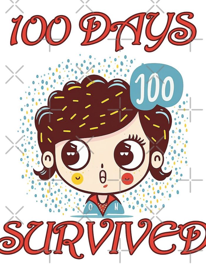 100 Days Os School Survived Cute Girl Illustration Drawstring Bag DSB298 1