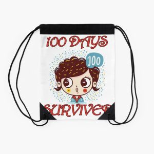 100 Days Os School Survived Cute Girl Illustration Drawstring Bag DSB298 2