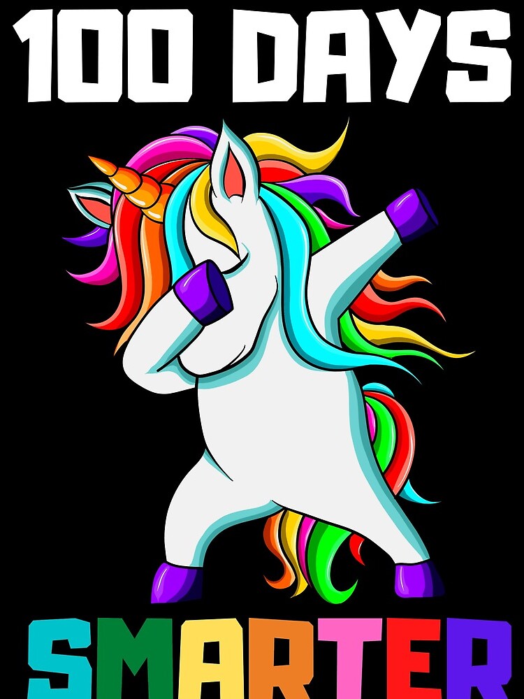 100 Days Smarter 100Th Day Of School Dabbing Unicorn Drawstring Bag DSB1366 1