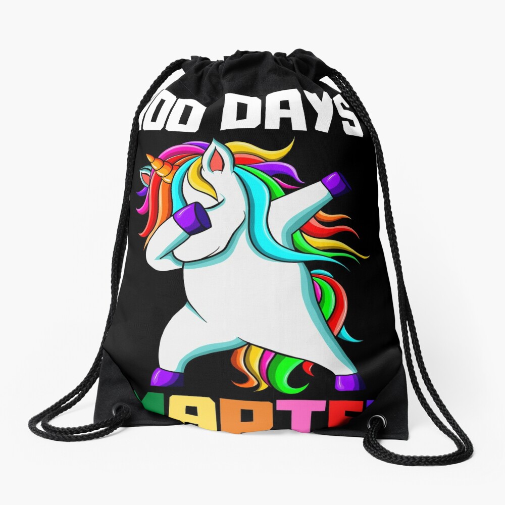 13 100 Days Smarter 100Th Day Of School Dabbing Unicorn Drawstring Bag DSB1366